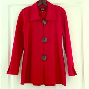 Boutique Red Structured Blazer with side pockets